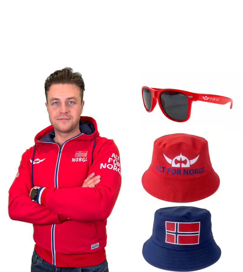 Norge pakke med genser hatt og solbriller