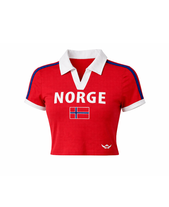 Retro polo dame 🇳🇴 med krage og Norge-print på brystet