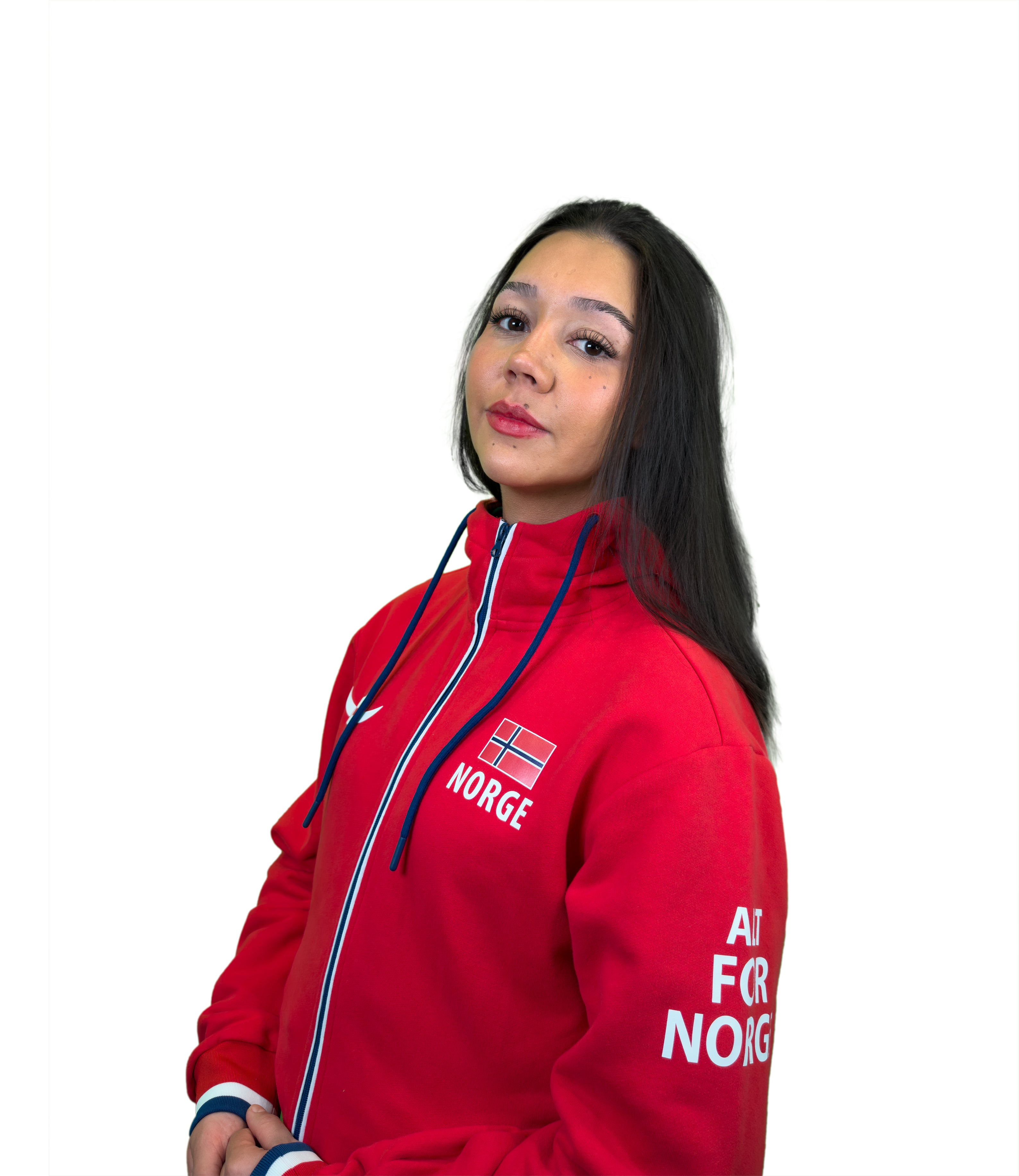 Rød supportergenser med Norge-print på brystet