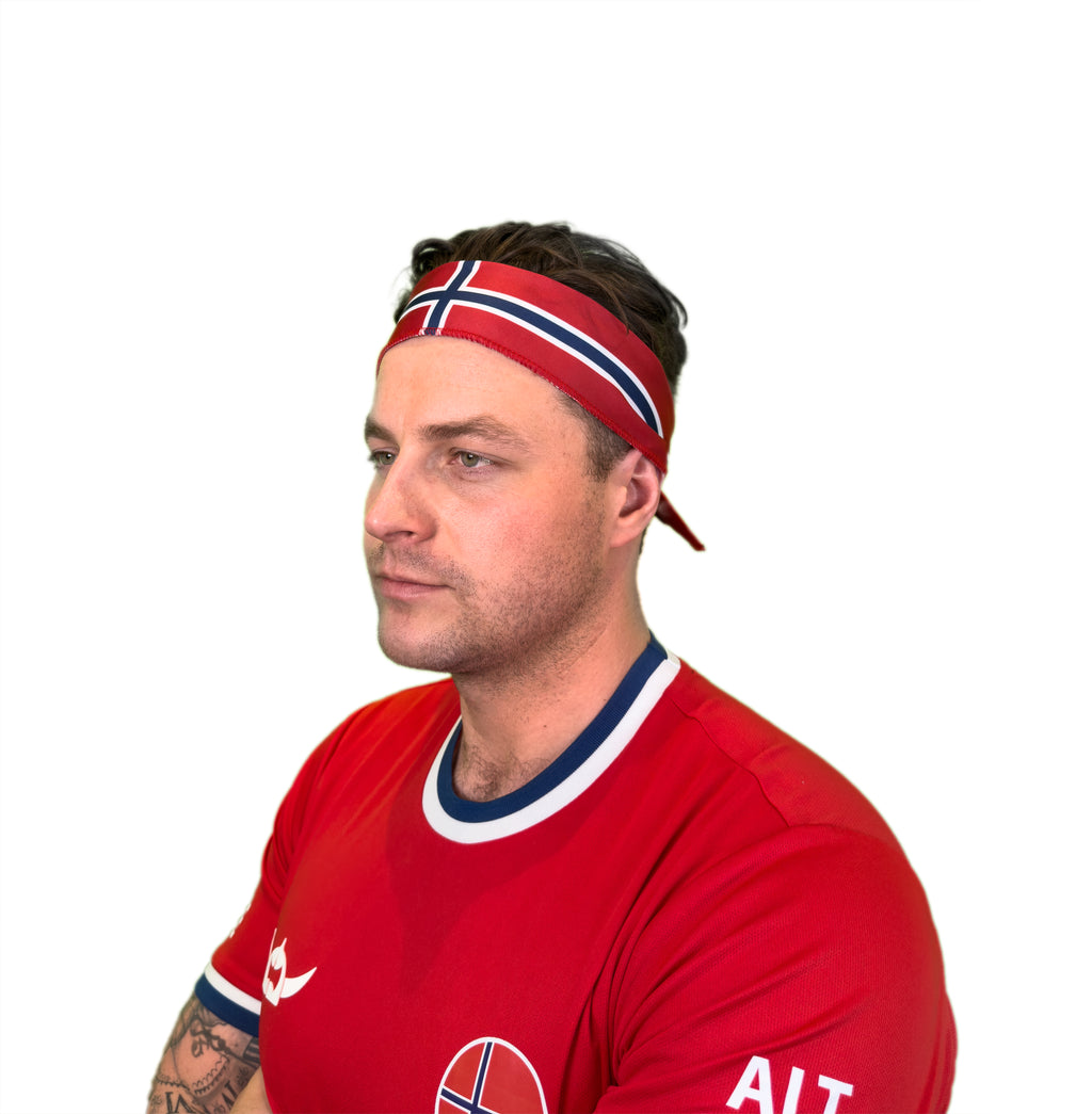 Justerbart pannebånd for norske supportere med knyting